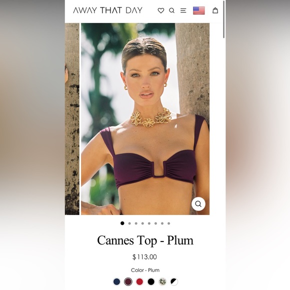 Away That Day- Swimwear (Cannes Top) size large, color plum. - Picture 2 of 6